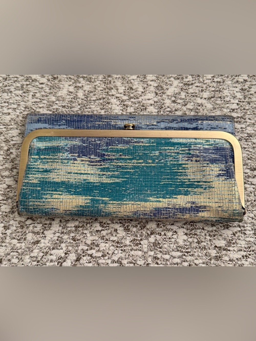 Hobo International Teal & Purple Blue Trifold Lauren Wallet